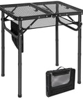 Foldable Grill Table For Outdoors, Lightweight Aluminum Frame, Height Adjustable From Low To Tall, Dense Mesh Desktop, Black