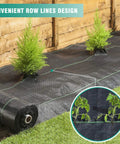 Heavy Duty Weed Barrier Landscape Fabric 5oz Pro Grade Ground Cover Anti Weed Mat With High Permeability Easy Install For Outdoor Use 4ft By 100ft Lawn Garden installed in garden with shrubs