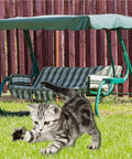 Replacement Swing Canopy For 2 To 3 Seater Swing Waterproof UV Resistant Fabric Made From 210D Cloth in garden with playful kitten