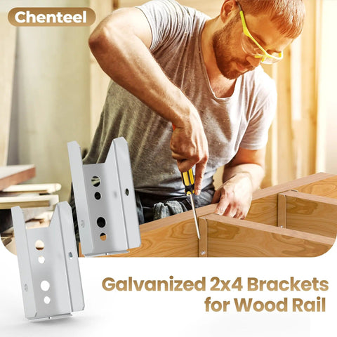 Rock-Solid 2x4 Fence Brackets for Wood Posts and Rails, Heavy-Duty Galvanized Steel Connectors shown in DIY project