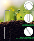 6 Inch Landscape Staples Set 11 Gauge Galvanized U Shaped Garden Stakes 100 Pack With Gaskets Hook Tool And Rubber Mallet For Weed Fabric And Landscaping No Fuss Easy Install