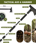 All Terrain Survival Gear Kit With First Aid Supplies And Tactical Crossbody Bag featuring tactical axe and hammer details