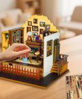 Hand assembling Totally Awesome Miniature Dollhouse Kit With 3D Wooden Tiny Building Model Puzzle And LED Lights for beginners.