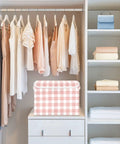 Super Roomy Storage Bins With Lids Generous Folding Closet Organizer Built From Tough Oxford Material Keep Your Everyday Gear Packed Snug For A Clutter Free Home Setup in a closet with hanging clothes.