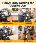 Professional Grade 7 1 4 Inch Circular Saw Featuring A Robust 1600 Watt Motor And 11 7 Amps Of Kick Ass Cutting Power For Heavy Duty Woodworking Projects At 6100 Rpm Lightweight Portable Design in use for wood cutting and DIY projects.