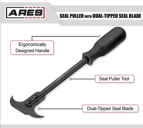 Dual Hook Tip Seal Puller Set With Heavy Duty Chrome Moly Blades For Ripping Out Stubborn Oil And Grease Seals Fast Rust Proof Manganese Phosphate Construction Built Different For Your Everyday Garage Projects, featuring a dual-tipped seal blade.