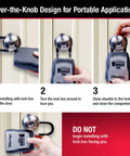 Key Lock Box For House Keys Outdoor Portable Lockbox With Resettable Four Digit Code Weather Resistant Durable Metal Body Holds Up To Five Keys 5400EC2 Black 2 Pack, installation steps on doorknob.