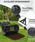 Compost And Peat Moss Spreader With 2-In-1 ATV And T Shaped Handle 44 Inch Rolling Width 5.6 Cubic Feet Capacity Lawn And Garden Roller