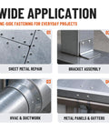 Wide application of 100 Piece Aluminum Blind Rivets One Quarter X Three Quarters Inch With Steel Mandrels in sheet metal repair.