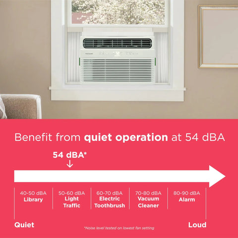 Big Chill 8000 BTU Smart Window Air Conditioner With Reliable WiFi Link And Voice Activated Controls For Rooms Near 350 Sq Ft in window displaying quiet operation.