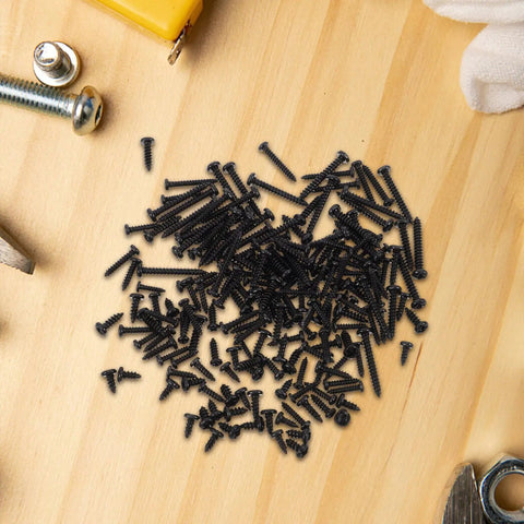 450 Piece Self Tapping Screws Kit For Electronics DIY And Small Devices Round Head Phillips Drive Carbon Steel Black