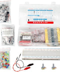 Badass Electronic Component Kit 1615 Pcs features assorted bags of components, breadboard, crocodile clips, and resistors.