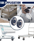 Heavy Duty 5 Inch Shopping Cart Wheels 4 Pack Blue TPU Replacement Casters Roll Sweet and Smooth with Tough as Nails Build 5/16 Bore and 250 Lb Load per Wheel on carts and shelves.