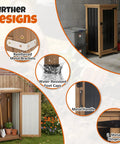 Slim Outdoor Storage Cabinet With Weatherproof Roof Wood And Metal Construction Removable Shelf Lockable Door Two Hinges Adjustable Feet Ideal Under Counter Or Balcony Storage For Small Spaces with reinforced metal brackets, water-resistant foot caps, and metal handle.