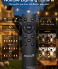Remote control for 100Ft Outdoor String Lights With Remote Dimmable And Connectable Warm White LED Patio Lighting showing modes and dimming options.