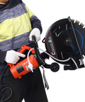 Hardcore 14 Inch Concrete Saw With Water Line And Dust Extraction Port Rips Right Through Concrete And Porcelain 15 Amp Wet Dry Power Tool, user holding