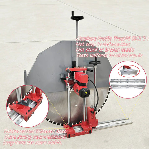 Professional 220V Single Phase Automatic Concrete Wall Cutter Featuring 11.8KW Diamond Track Saw And 47.2 Inch Blade close-up of aluminum profile track with wide base