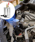 Premium 300ml Aluminum Catch Can With Baffle Plate Design installed in car engine bay for effective engine oil separation.