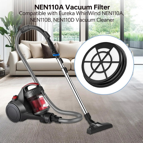 NEN110A NEN110B NEN110D Vacuum Filter Compatible With Eureka WhirlWind Bagless Canister Vacuum Cleaner in living room setup