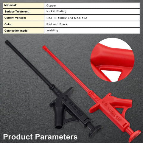 Professional Flexible Test Hook Clip Set For IC Probes And High Voltage Insulation, Grabbers And Jumpers For Multimeters And Clamp Meters, Ideal For Automobile Inspections, Red And Black
