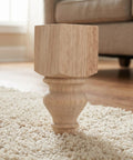 Two Pack Round 5.9 Inch Solid Wood Sofa Legs With Unfinished Surface And Carved Design shown on carpet