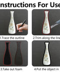 Instructions for using Six Piece Black Polyurethane Foam Sheets Measure 16 By 12 By 1 Inches with a vase.