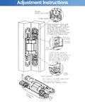 Adjustment instructions for Heavy Duty Invisible Door Hinges Two Pack detailing height, side, and depth adjustments.