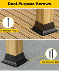 Beefy Heavy Duty 4x4 Post Base Set Of 5 For 3.5x3.5 Lumber Steel Deck Post Bracket With Corrosion Resistant Powder Coat for wood and concrete