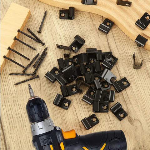 Badass 100 Pack Starter Deck Clips Built Hella Secure From 304 Stainless Steel For Composite Deck Boards with screws and drill.