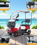 Heavy Duty Electric Golf Cart For Adults Featuring A Badass 650W Motor And Long Lasting 60V Lithium Battery, Smooth Independent Suspension, No Sweat 13 Mph Cruising, Carries 440 Pounds, Sick Ride Perfect For Golf Or Backyard Drives with multimedia radio and rear seat armrest.