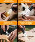 No Sweat Cordless Rotary Tool 8V With Auto Lock Chuck 5 Speeds 23000 RPM Rechargeable Engraver Kit for carving and DIY projects.