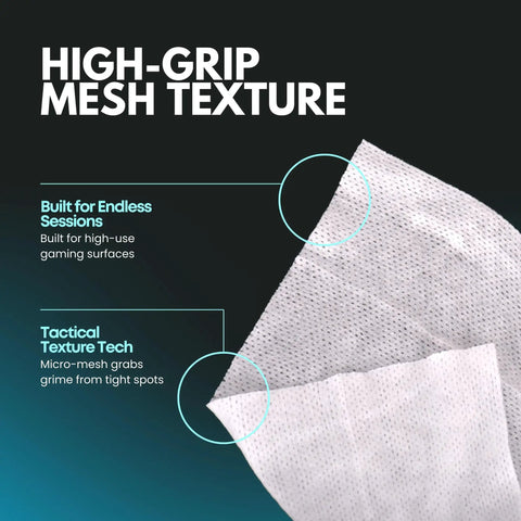 Close-up of high-grip mesh texture of Gaming Peripheral Wipes And Cleaner For Keyboards Mice Controllers Laptops PCs And Desks Alcohol Free Unscented Paraben Free 50 Pack Safe Gentle Electronic Cleaning Wipes For Gaming Setup
