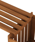 Corner close-up of the Two In One Planter Bench Set With Premium Hardwood Planters Outdoor Garden Bench showing slatted seat design.