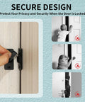 Compact 90 Degree Flip Latch Gate Security Lock With Matte Black Finish on a door, demonstrating secure privacy design.