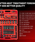 Beast Half Inch Drive Impact Socket Set 72 Piece Includes 6 And 12 Point Sockets Deep And Shallow Cr V Steel Metric And SAE case open