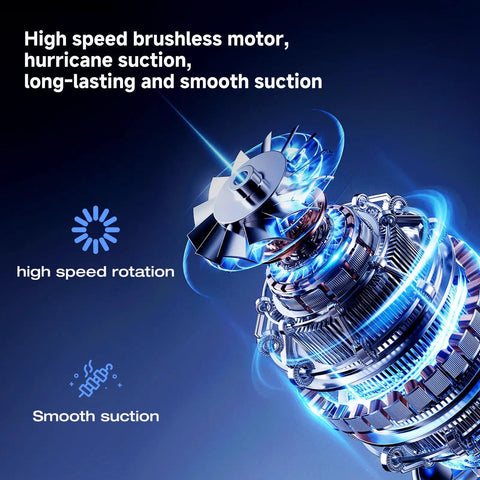 Mini Cordless Electric Screwdriver Set With Precision Bits, 250 RPM Motor, And Bright LED Light motor detail with high speed rotation and suction effects.