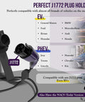 J1772 EV Charger Holder Wall Mount Heavy Duty Steel Cable Organizer Storage Hook compatible with various electric vehicles.