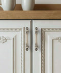 Antique Silver Cabinet Handles 3 Inch Centers Rock Solid Zinc Alloy Drawer Pulls With Hella Durable Rust Resistant Finish Top Tier Kitchen And Bathroom Furniture Hardware 10 Pack on white cabinet.