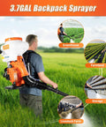 41cc Gas Powered Backpack Sprayer With 2 Stroke Fogger Blower Mosquito And Garden Mist Sprayer Duster Atomizer being used in a field