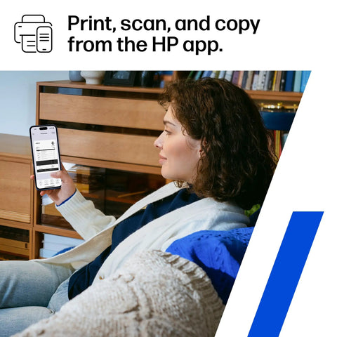 Person using a smartphone to print with Wireless Laser Printer For Small Teams With Fast Black And White Printing Scanning And Copying Easy Setup And Mobile Printing Budget Friendly Compact MFP Built For Home Office Or Tiny Teams app.