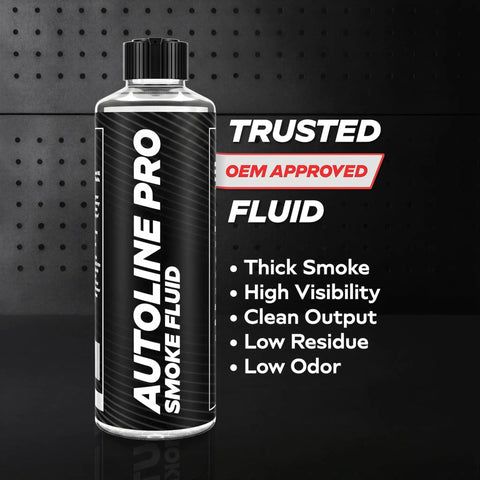 Heavy Duty Rock Solid Smoke Machine Leak Detector EVAP Engine Vacuum Diagnostic Tester Pumping Hella Dense Clouds To Nail Every Hidden Underhood Breach For 1.5 Hours Straight in a bottle with clear fluid.