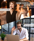 Image of people using Trucker Bluetooth Headset V5.2 Wireless With AI Noise Canceling Microphone in office and event settings