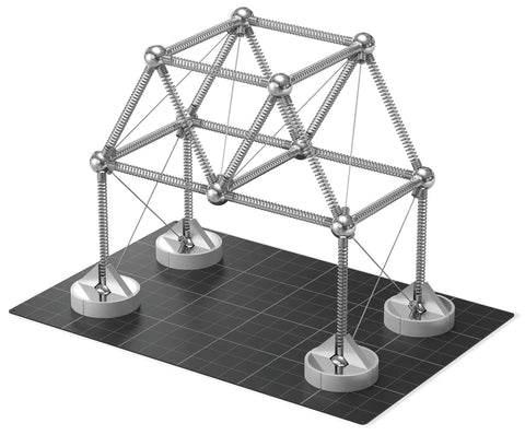 Magnetic Modular Structural Kit For Hands On Engineering And Architecture Lessons, 122 Piece Set with triangular truss on base.