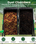 Dual Chamber Outdoor Compost Tumbler With Aeration Built Tough Heavy Duty Rotating Composter 2 Sliding Doors 34.5 Gallon Bin