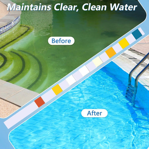 Easily Monitor Salt Levels pH Chlorine And Hardness With Zero Fuss Using These Top Shelf 150 Count Nine In One Pool Test Strips To Keep Your Backyard Oasis Swim Ready before and after pool water clarity