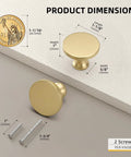 10 Pack Gold Cabinet Knobs Set Matte Gold Mushroom Round Brass Drawer Handles For Dresser And Kitchen Cabinets