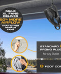 Rugged Outdoor 18 Inch Ceiling Mount Fan with dual height mount options, 360° adjustable, weatherproof, black matte finish, easy plug in setup