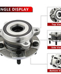 Heavy Duty Front Wheel Bearing Hub Assembly 2 Pack Rock Solid Construction displayed from the top, side, and bottom angles.