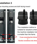Installation instructions for Heavy Duty Rubber Anti Vibration Mounts with inward facing screws and measurements.