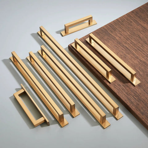 Kickass Square Cabinet Handles 10 Pack Featuring Three Inch Screw Spacing And Brushed Champagne Gold Zinc Alloy Furniture Pulls
